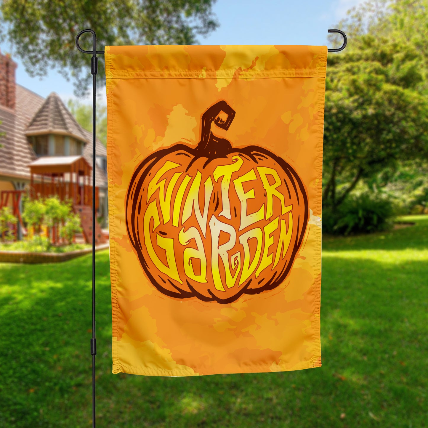 Winter Garden Pumpkin | Halloween Inspired Garden Flag