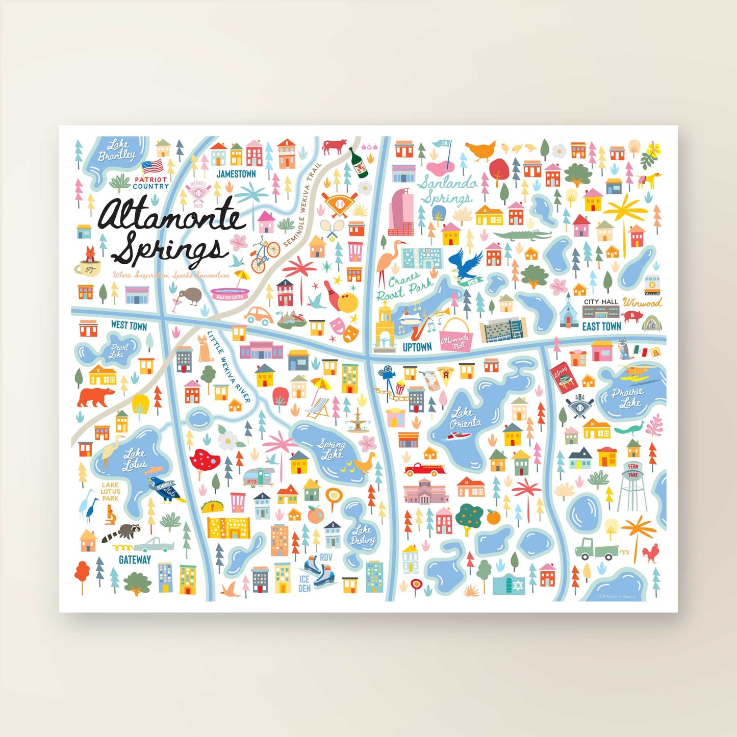 ALTAMONTE SPRINGS, FL | City Series Map Art Print - A. B. Newton and Company