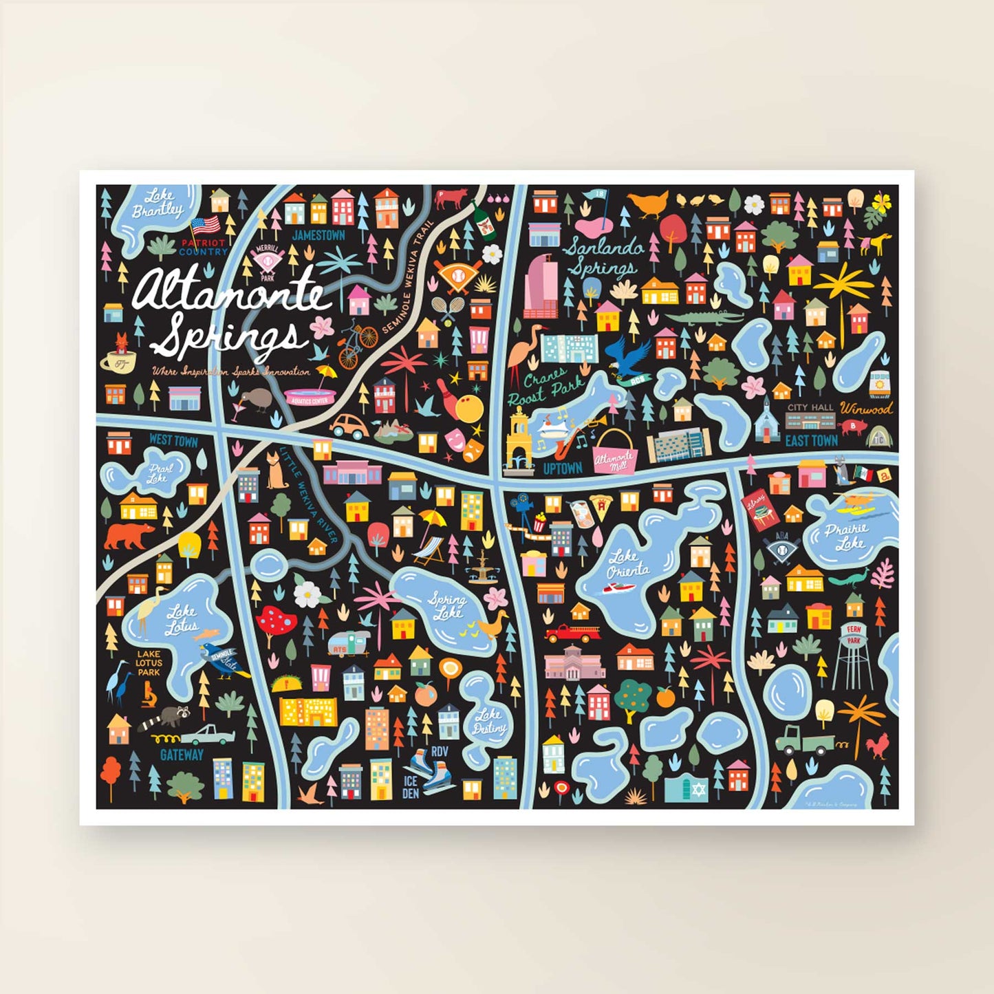 ALTAMONTE SPRINGS, FL | City Series Map Art Print - A. B. Newton and Company