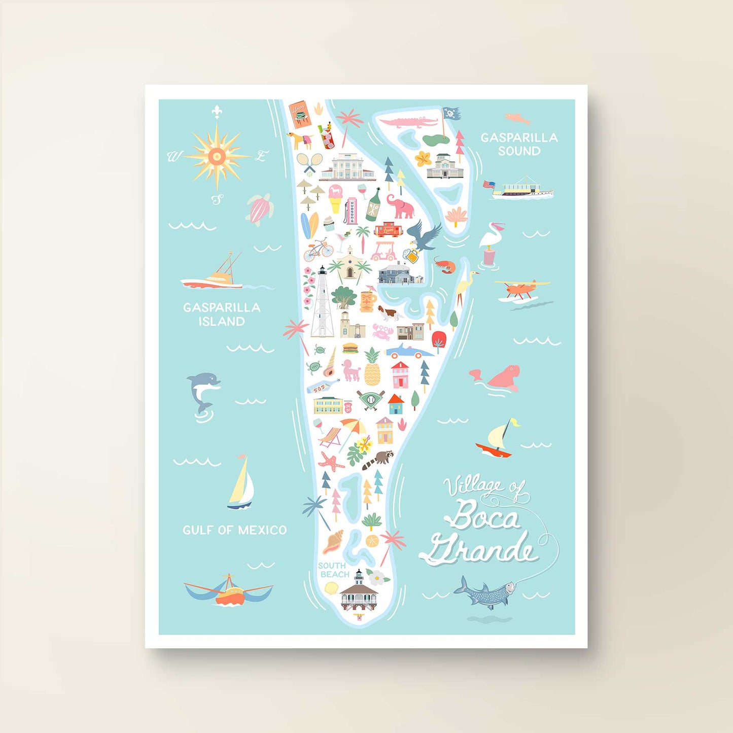 BOCA GRANDE, FL | City Series Map Art Print | 20x26 | Discontinued Size