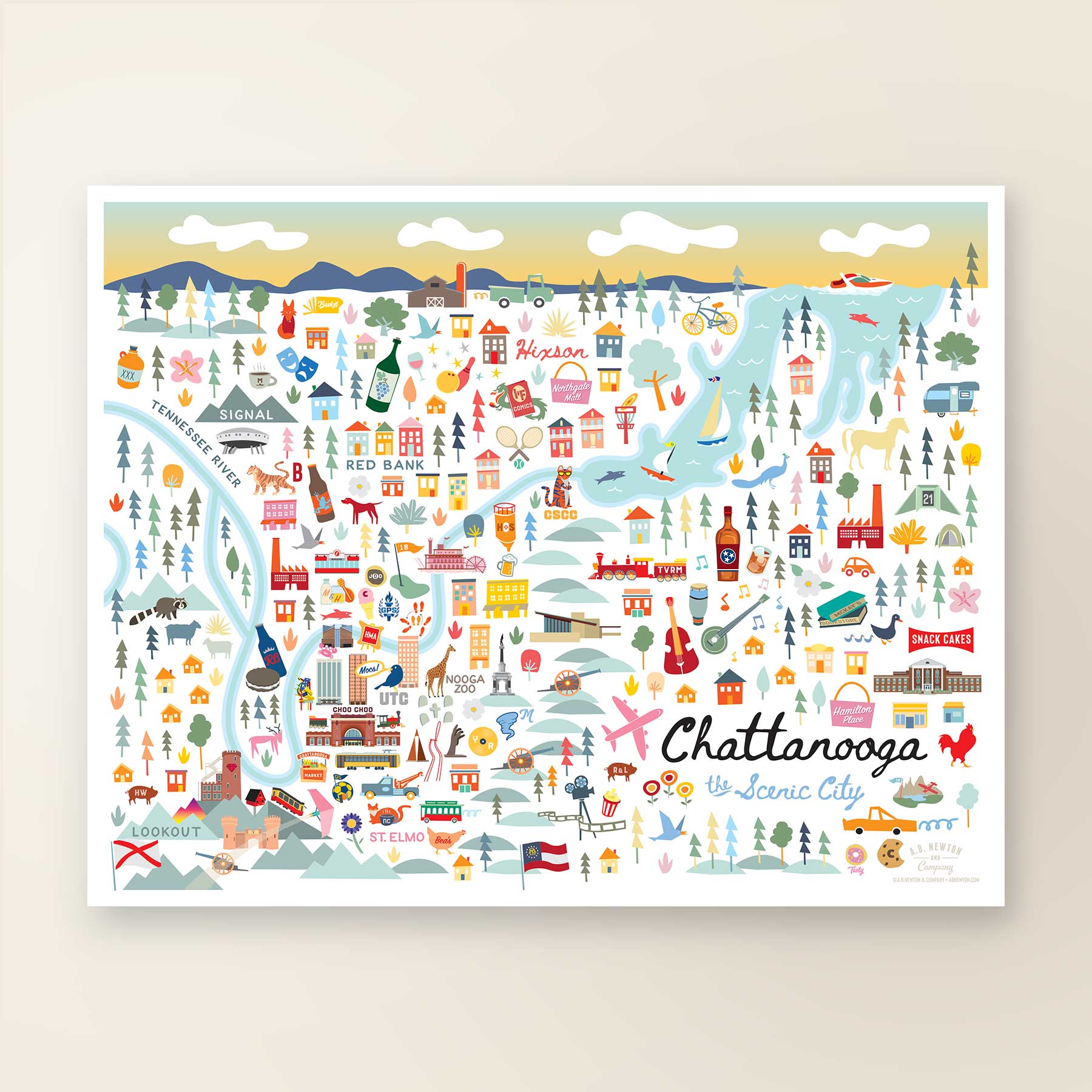 CHATTANOOGA, TN | City Series Map Art Print