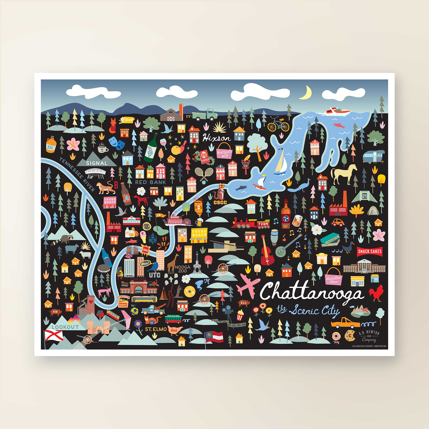 CHATTANOOGA, TN | City Series Map Art Print