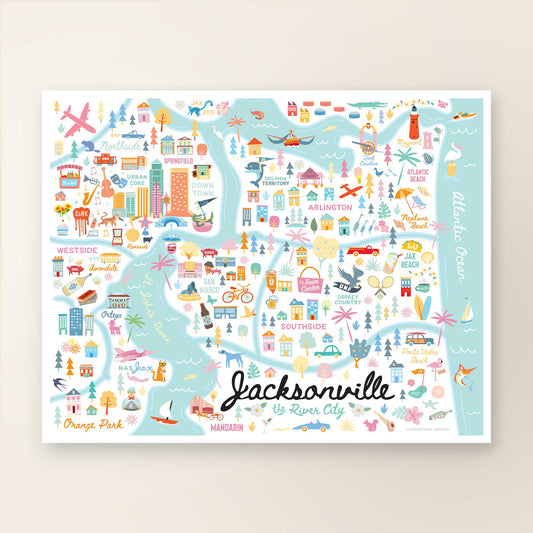 JACKSONVILLE, FL | City Series Map Art Print - A. B. Newton and Company