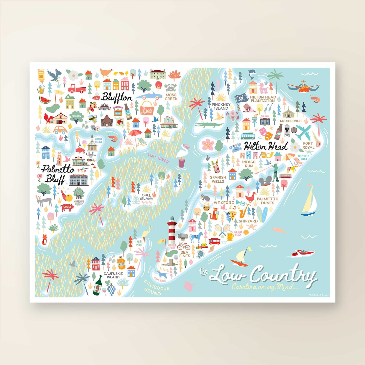 LOW COUNTRY, SC | City Series Map Art Print - A. B. Newton and Company