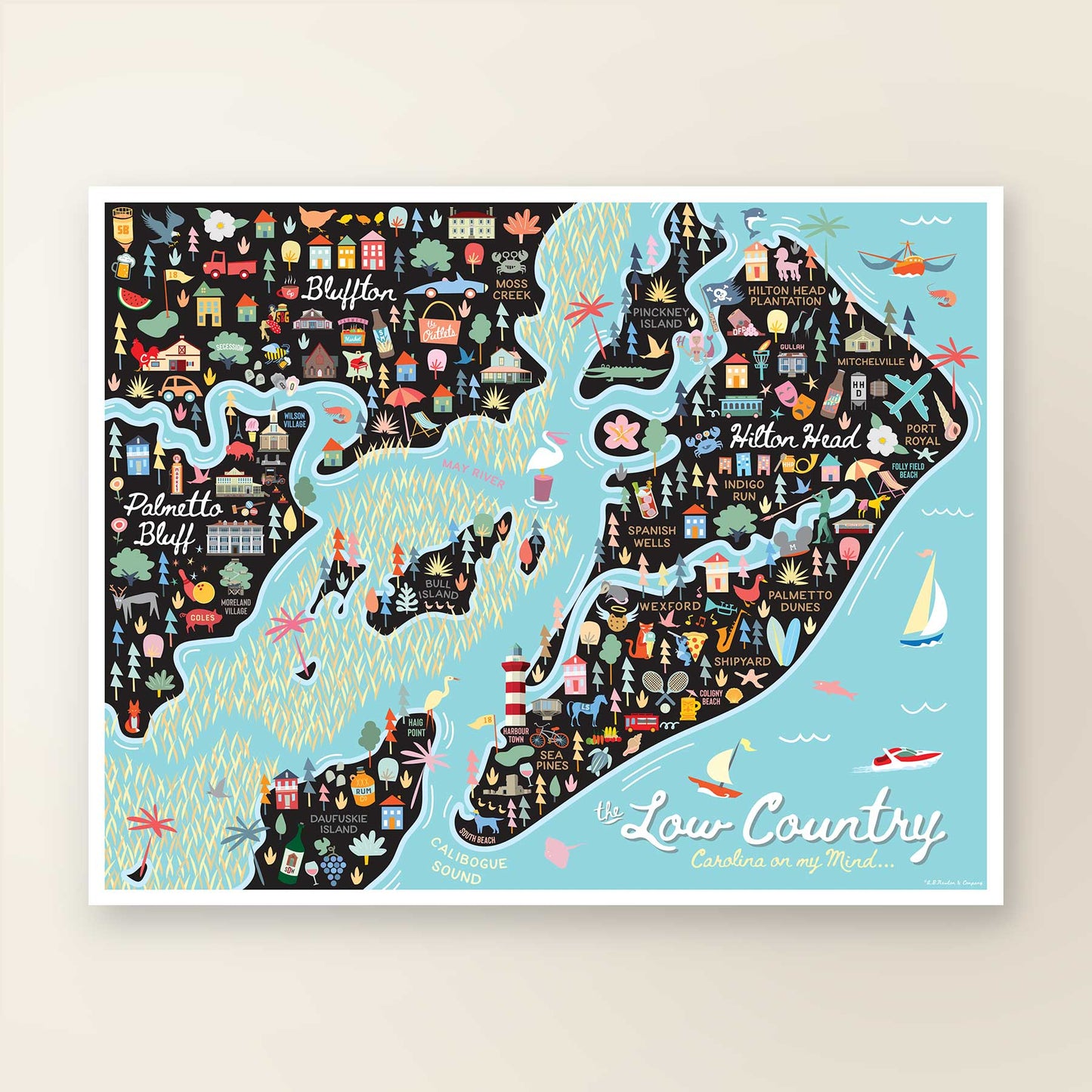 LOW COUNTRY, SC | City Series Map Art Print - A. B. Newton and Company