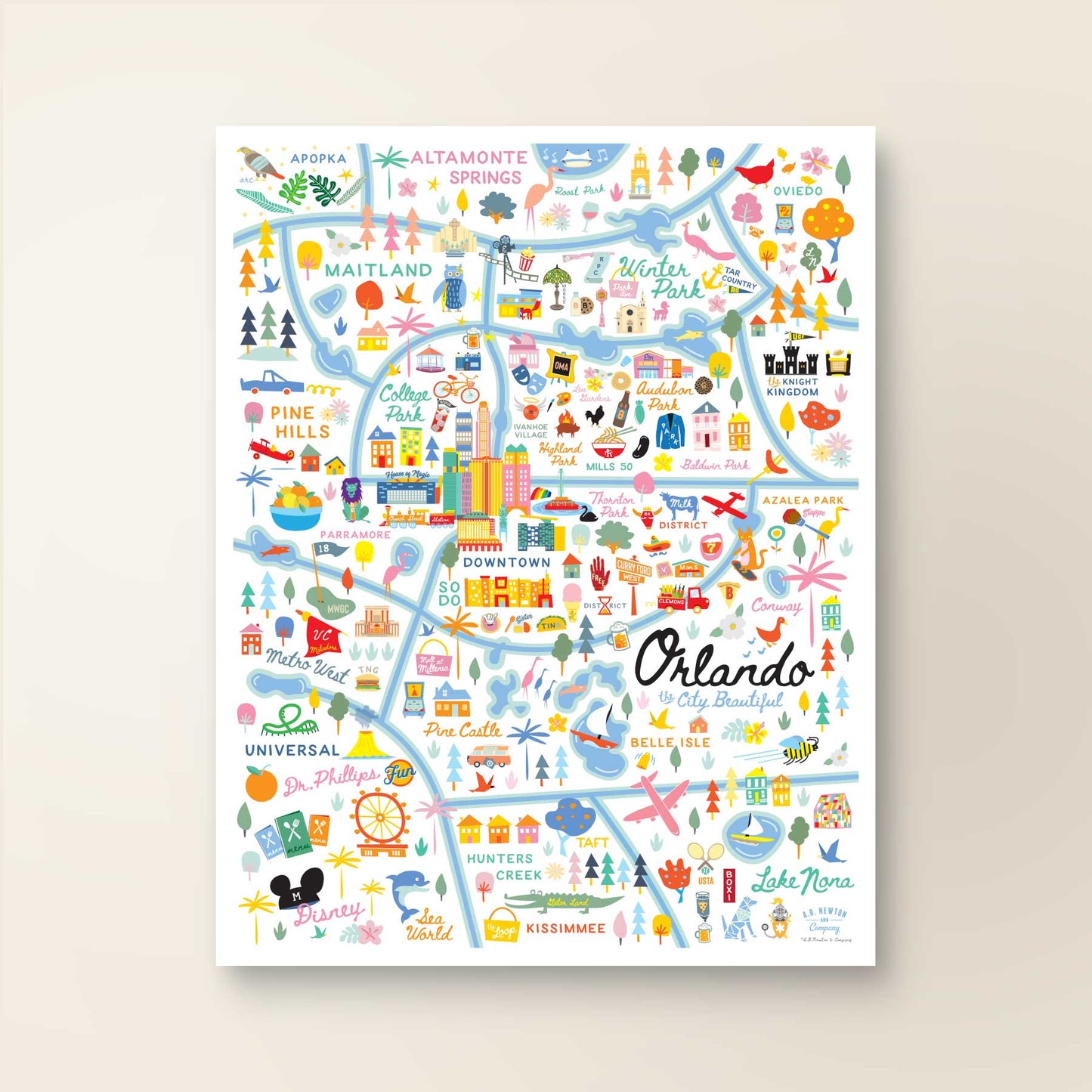 ORLANDO, FL | City Series Map Art Print | 20x26 | Discontinued Size