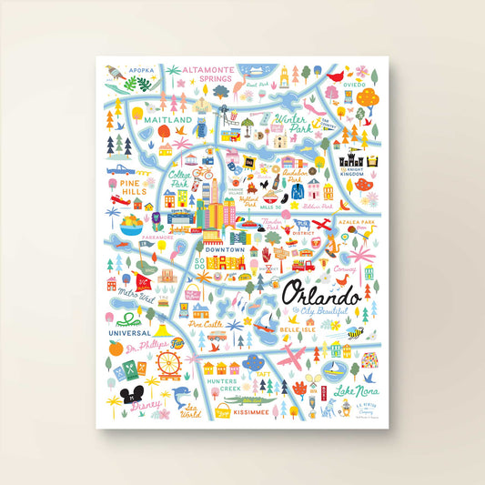 ORLANDO, FL | City Series Map Art Print | 20x26 | Discontinued Size