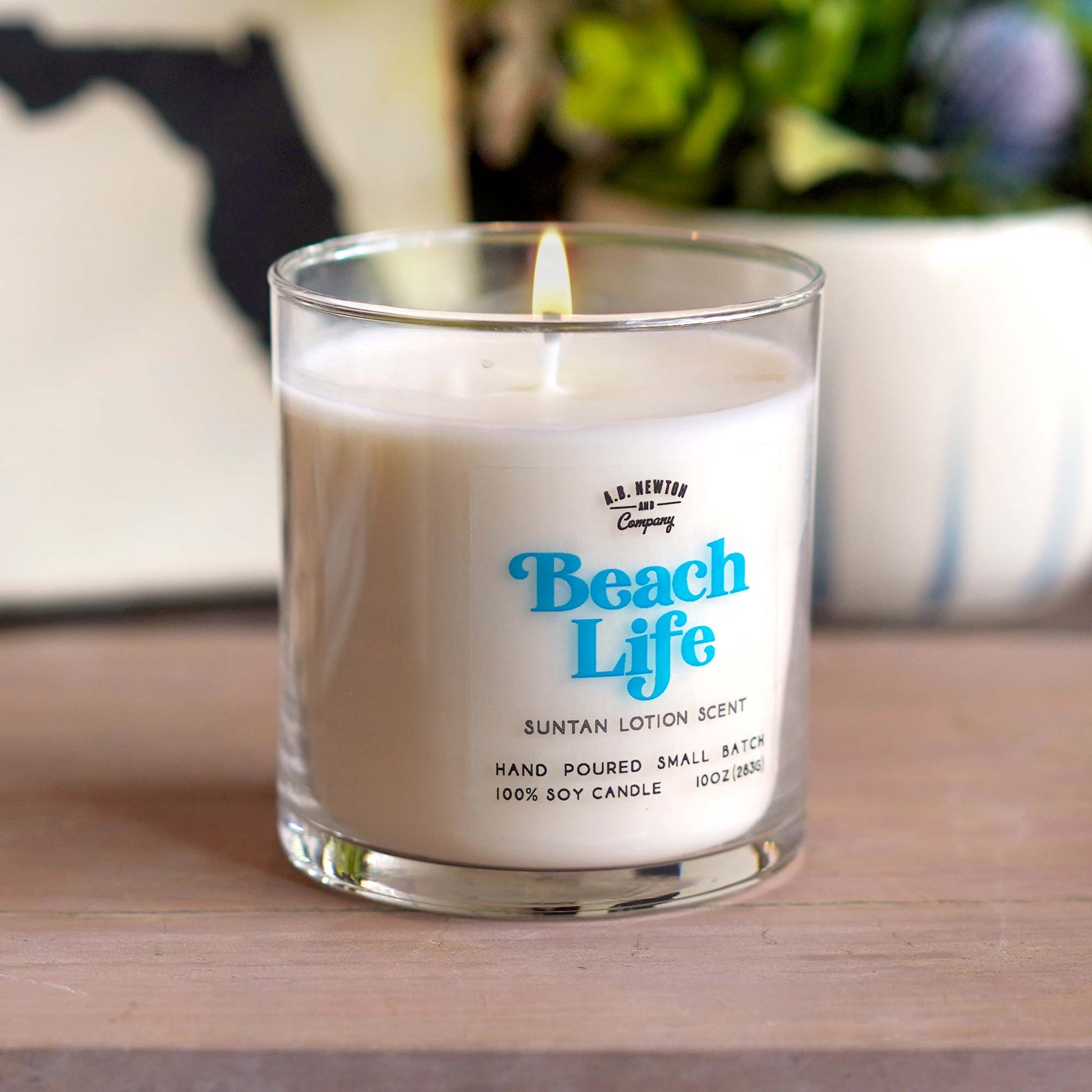 Beach Life Suntan Lotion Scented Soy Candle Hand Poured Small Batch - A. B. Newton and Company
