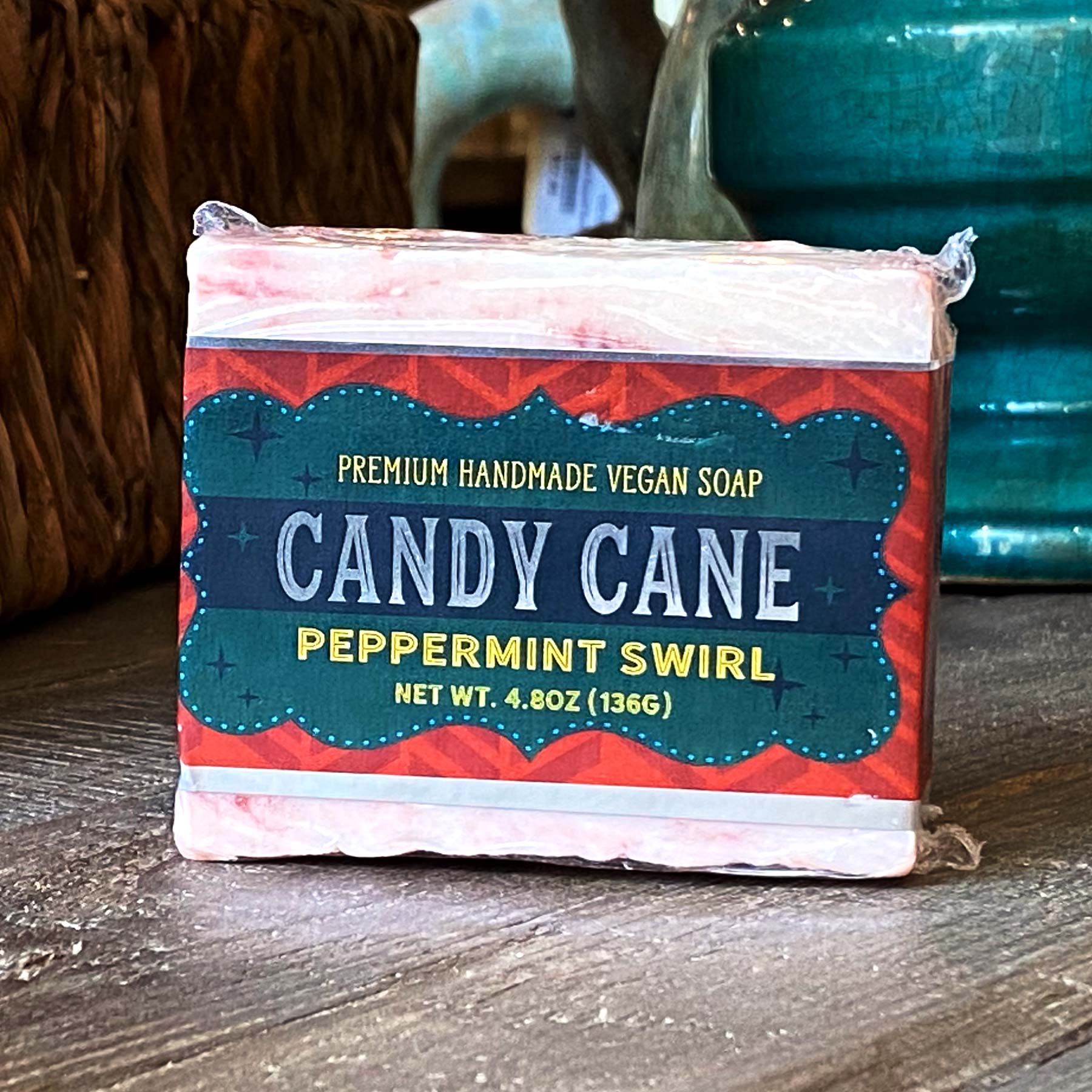 Candy Cane Holiday Scented Bar of Soap | Handmade Premium Vegan Soap - A. B. Newton and Company