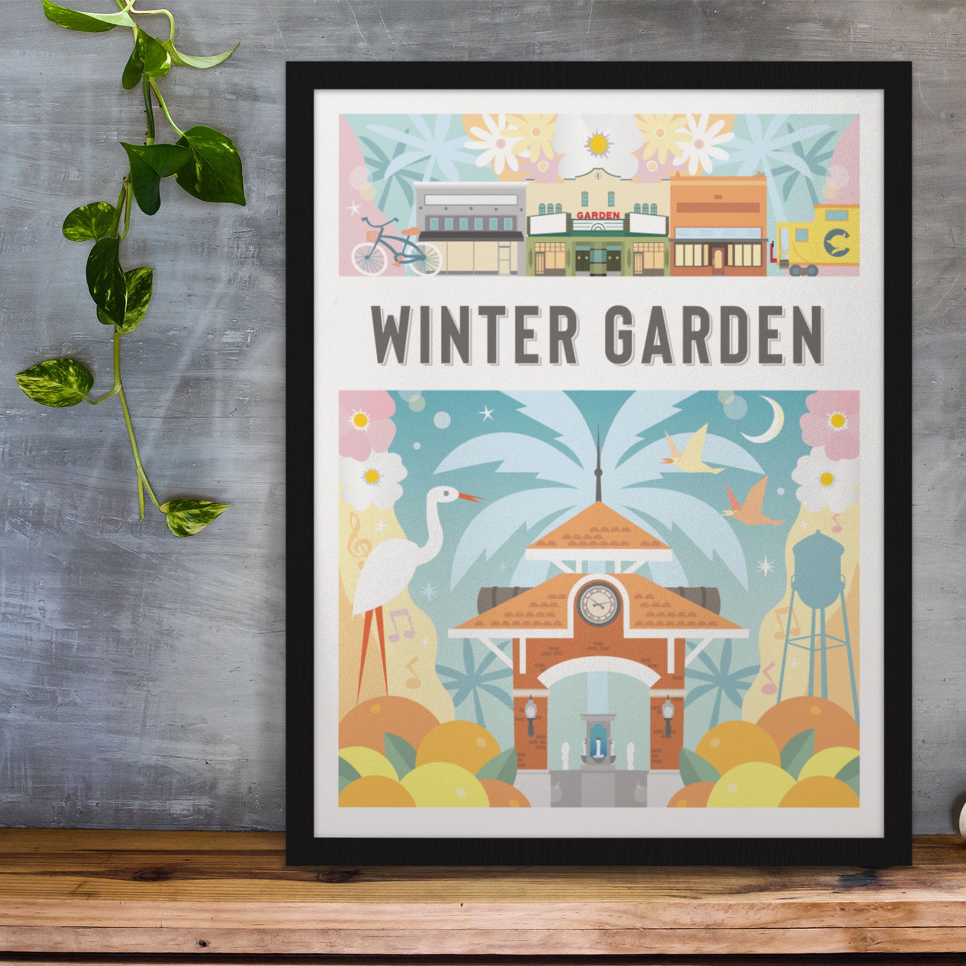 City of Winter Garden Florida | City Montage Art Print - A. B. Newton and Company
