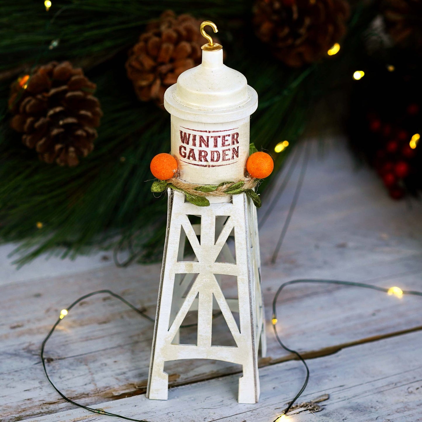 Handmade Winter Garden Water Tower Holiday Ornament 2021 - Limited Edition
