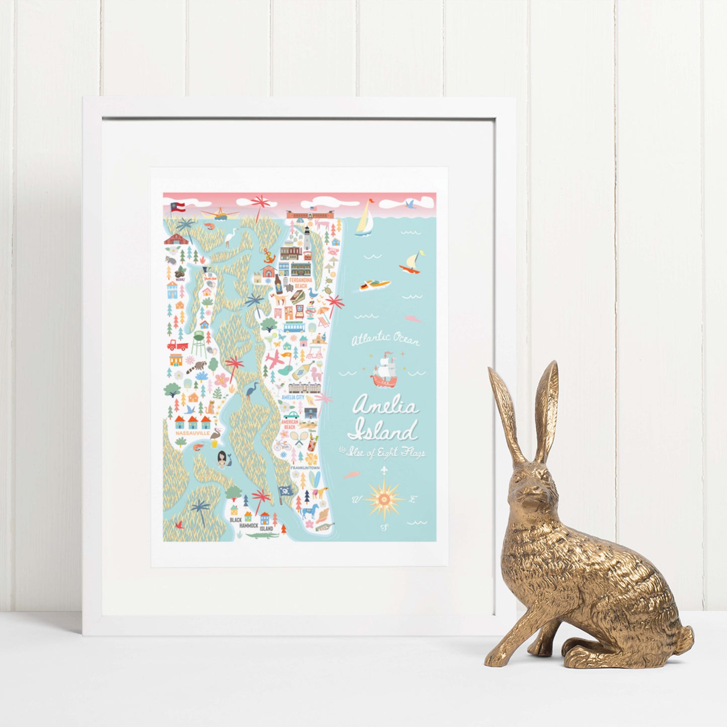 AMELIA ISLAND, FL | City Series Map Art Print