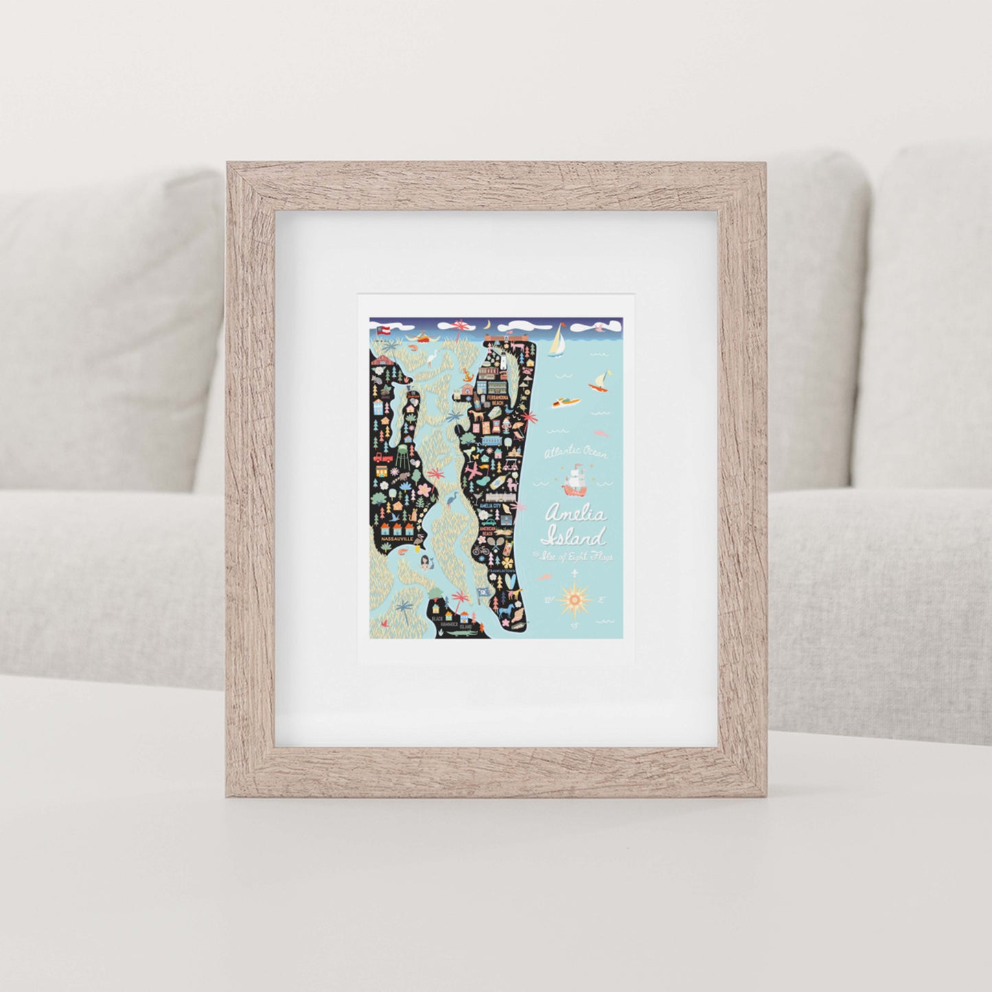 AMELIA ISLAND, FL | City Series Map Art Print