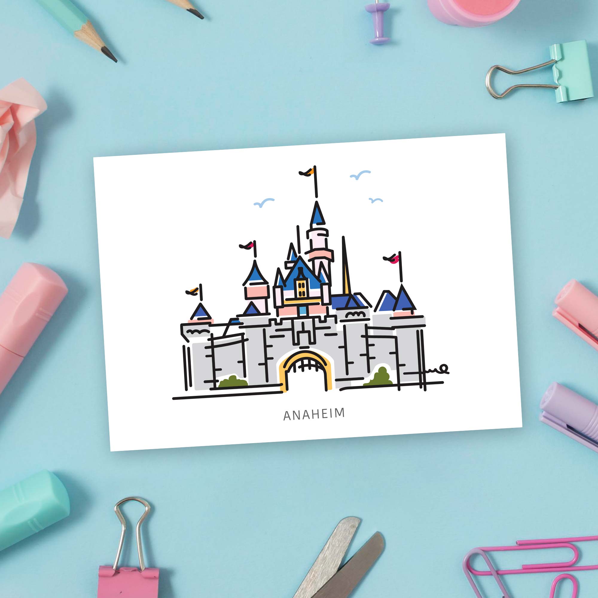 Princess Castle ANAHEIM Postcard | 5x7 | Theme Park Series