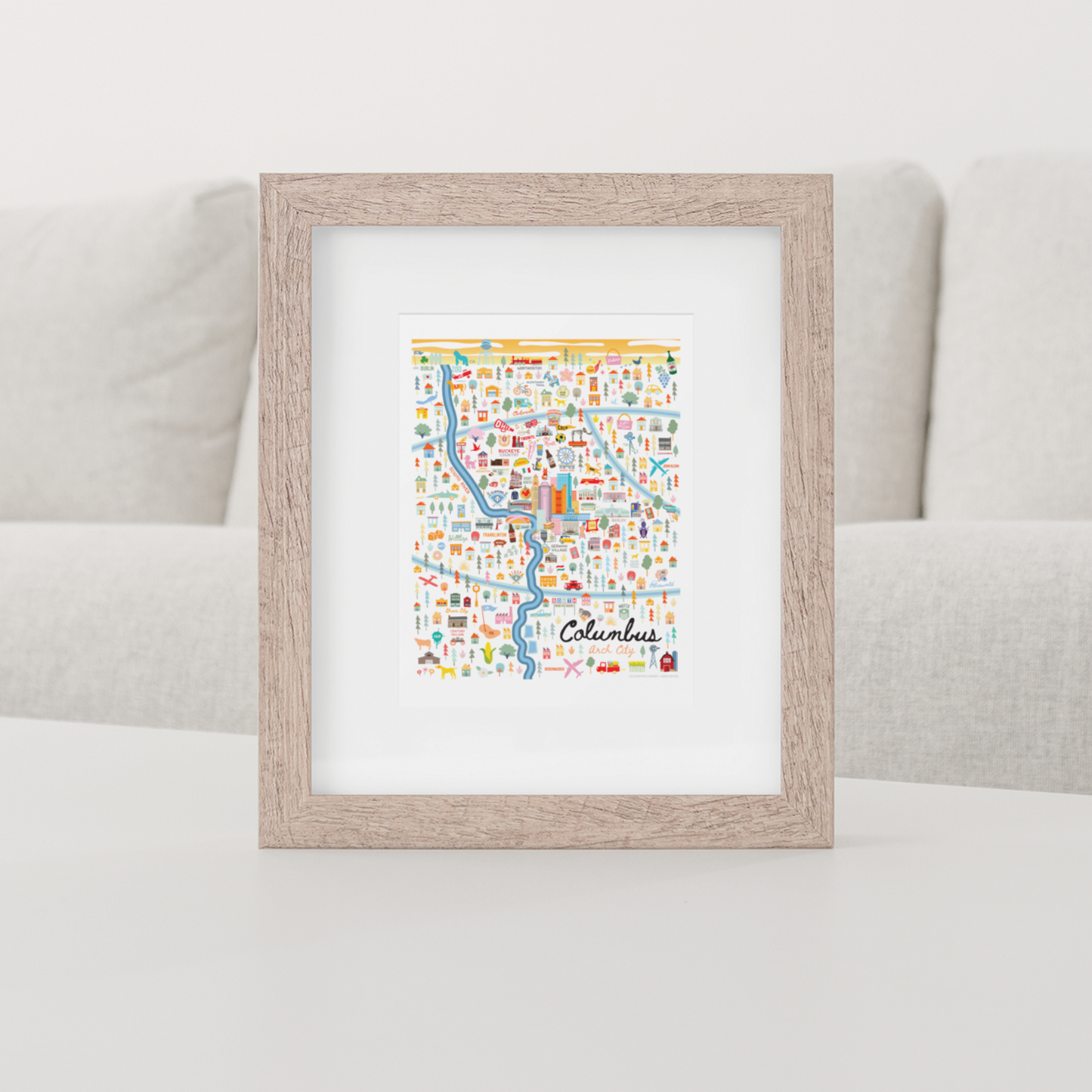 City of Columbus Ohio | Area Map Art Print - A. B. Newton and Company