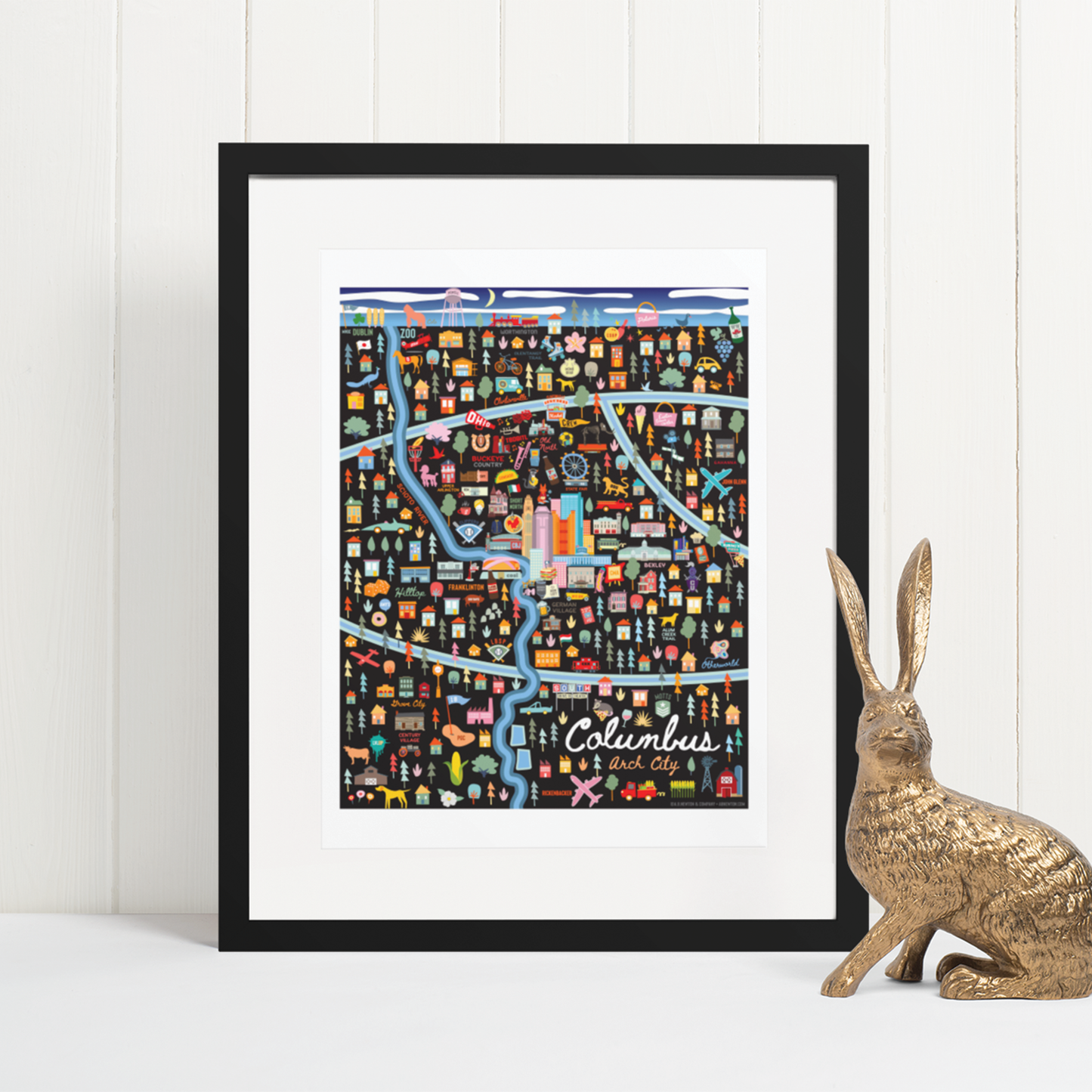 City of Columbus Ohio | Area Map Art Print - A. B. Newton and Company