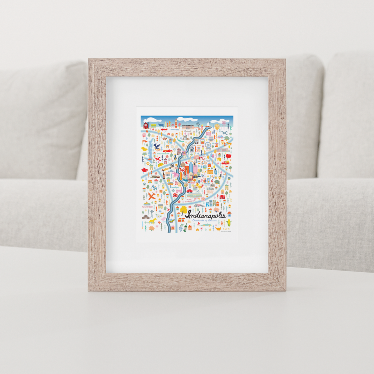 City of Indianapolis Indiana | Area Map Art Print - A. B. Newton and Company