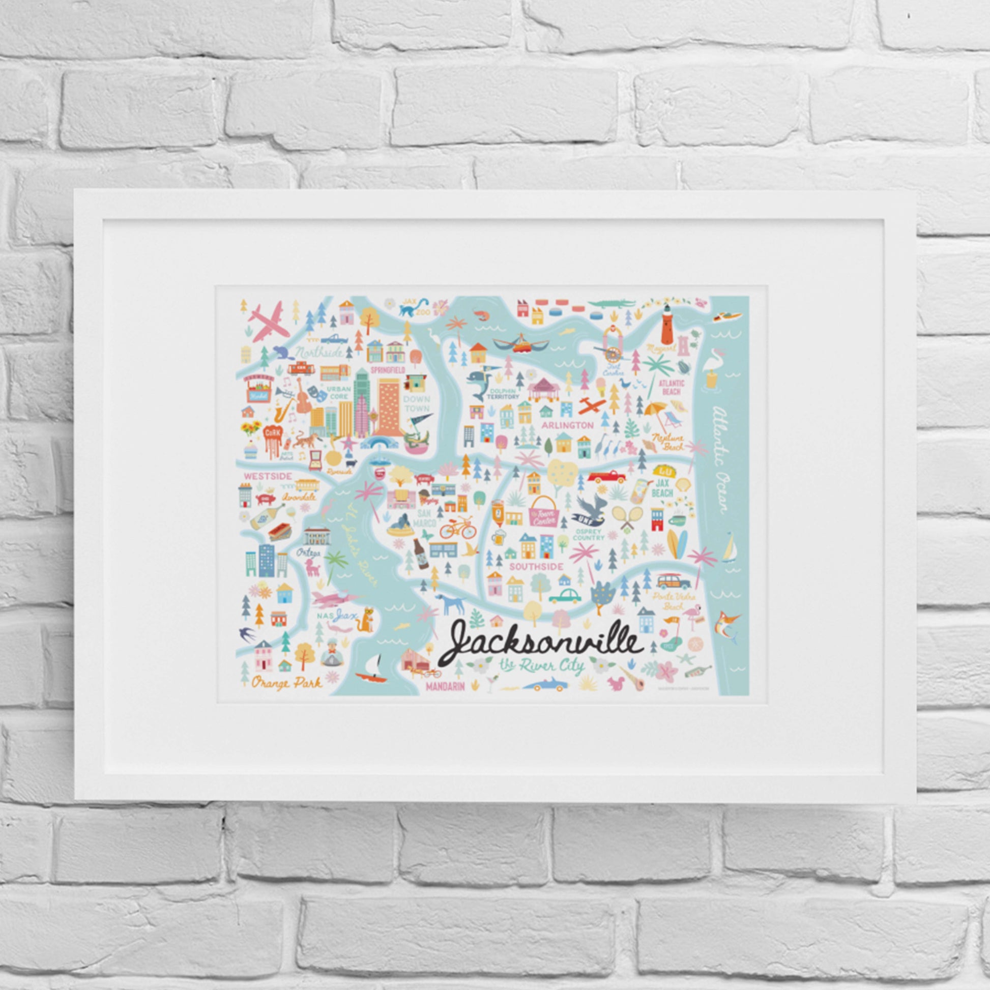 City of Jacksonville Florida | Area Map Art Print - A. B. Newton and Company