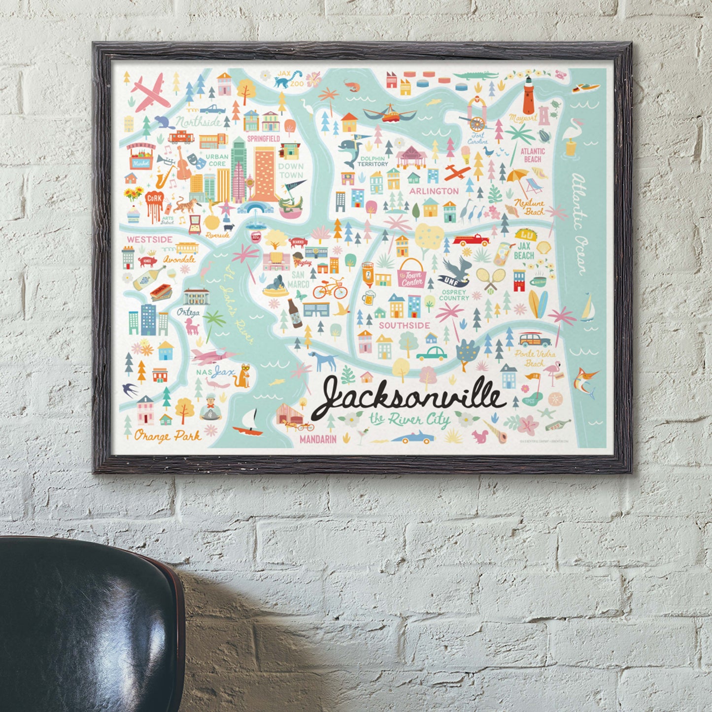 City of Jacksonville Florida | Area Map Art Print - A. B. Newton and Company