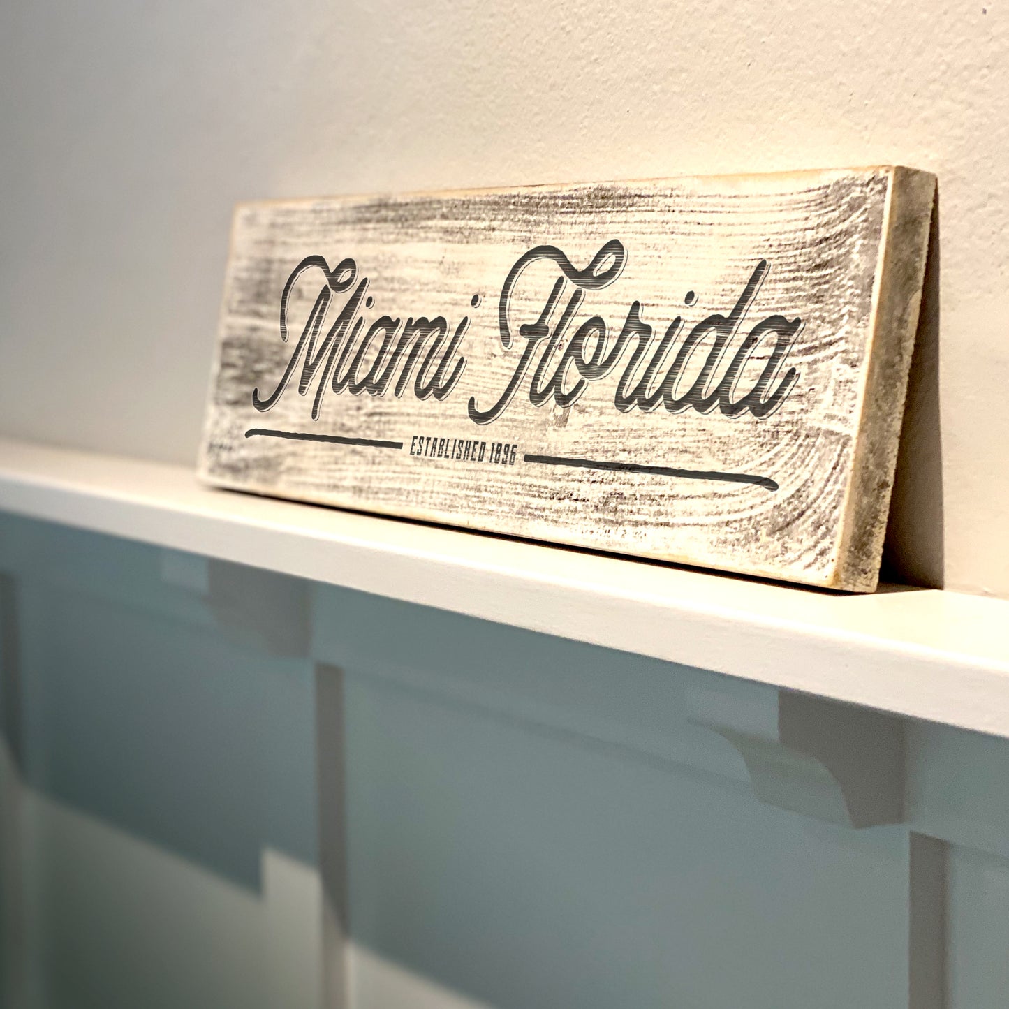 Miami FL - Handcrafted Artisan Wood Sign