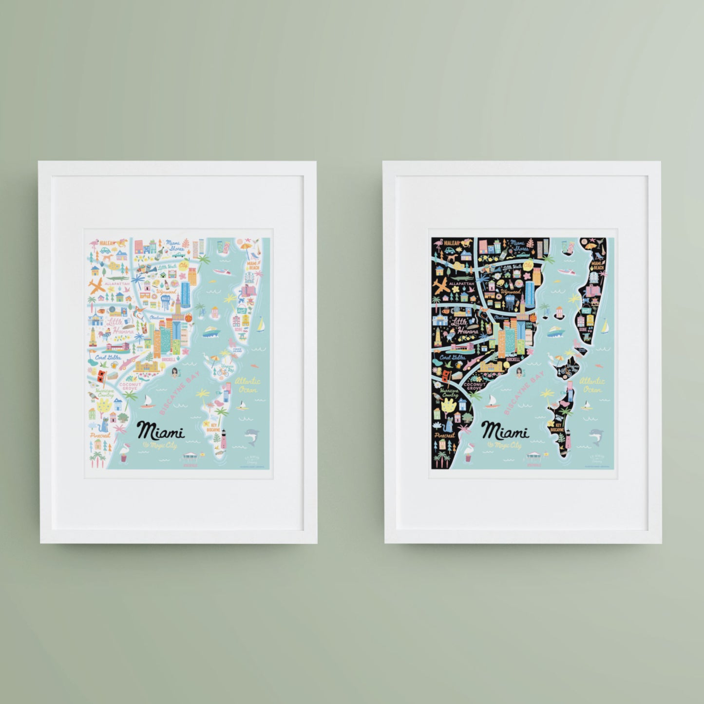 City of Miami Florida | Area Map Art Print - A. B. Newton and Company