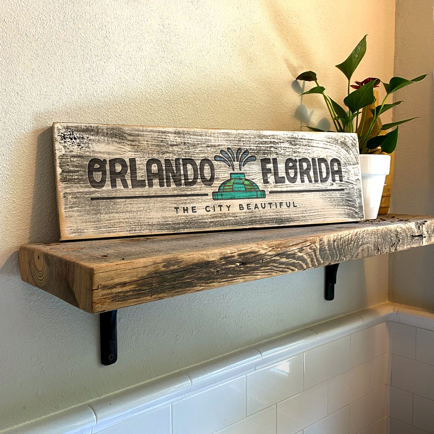 Orlando FL The City Beautiful - Handcrafted Artisan Wood Sign