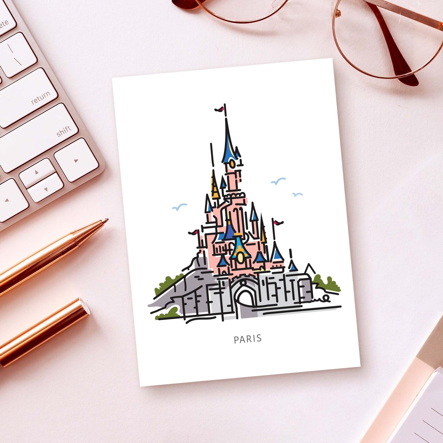 Princess Castle PARIS Postcard | 5x7 | Theme Park Series