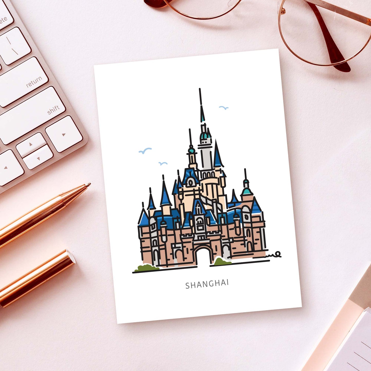 Princess Castle SHANGHAI Postcard | 5x7 | Theme Park Series