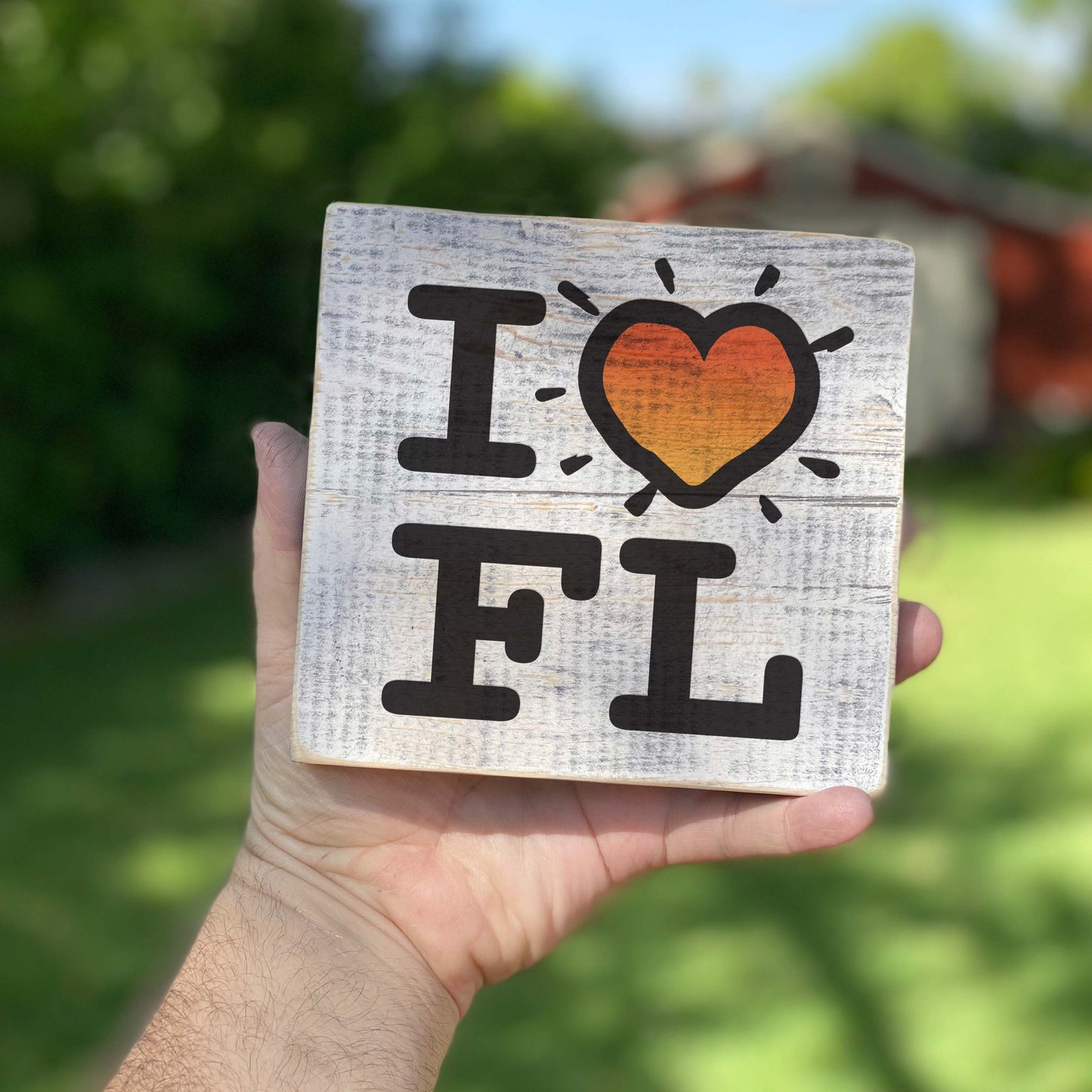I Heart Florida - Handcrafted Artisan Wood Sign 5.5" x 5.5"