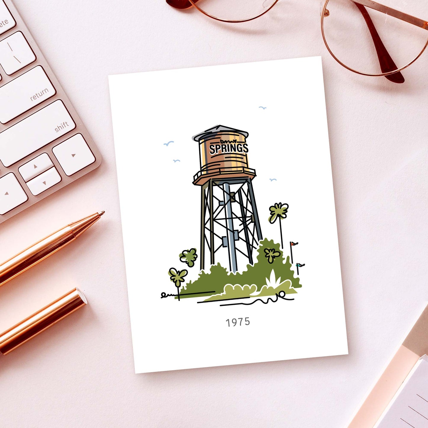 Springs Tower 1975 Postcard | 5x7 | Theme Park Series