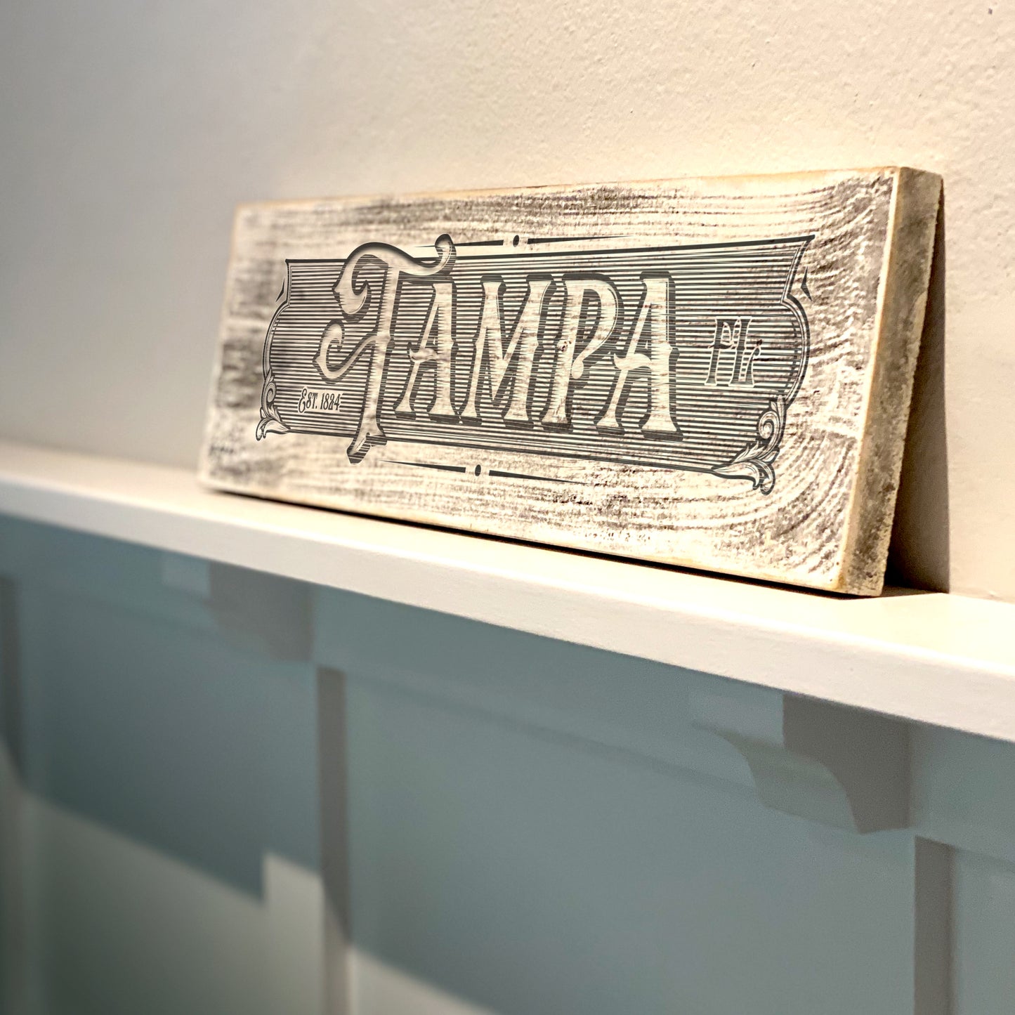 Tampa FL - Handcrafted Artisan Wood Sign