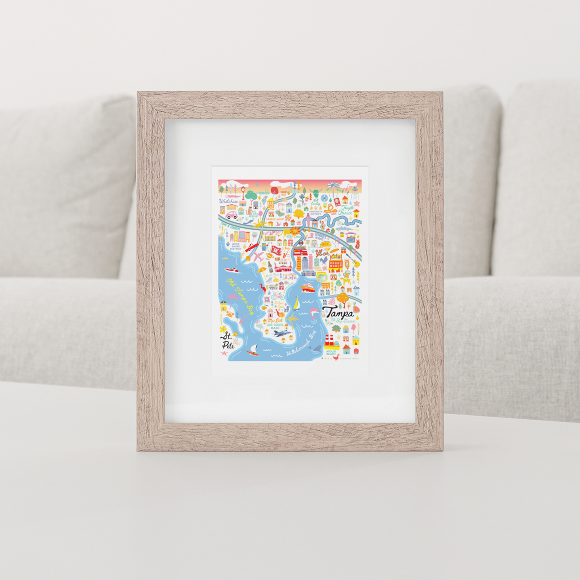 City of Tampa Florida | Area Map Art Print - A. B. Newton and Company