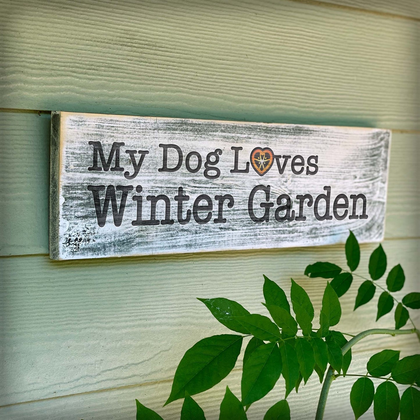 My Dog Loves Winter Garden - Handcrafted Artisan Wood Sign