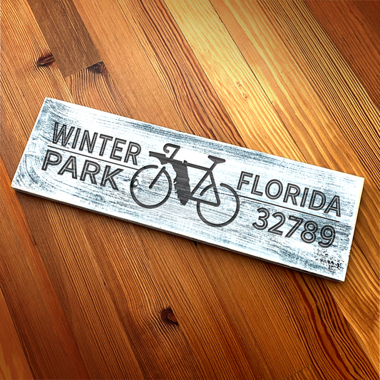 Winter Park FL Bike 32789 - Handcrafted Artisan Wood Sign