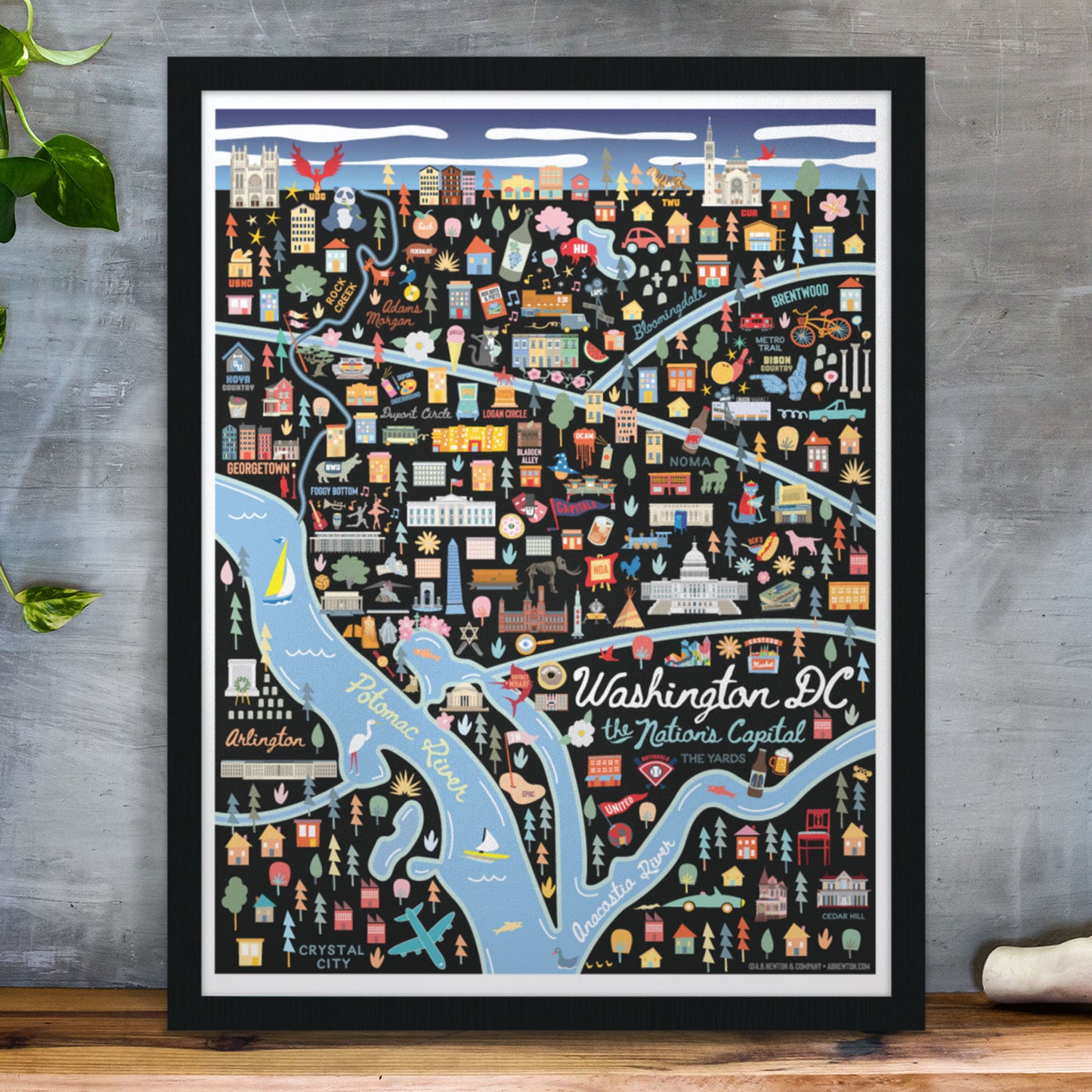 Washington D.C. | Area Map Art Print - A. B. Newton and Company