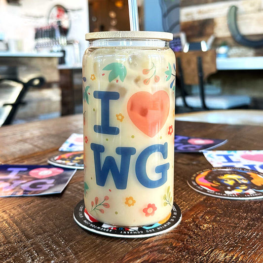 I Love Winter Garden | 16 oz Iced Coffee Glass Tumbler with lid and straw