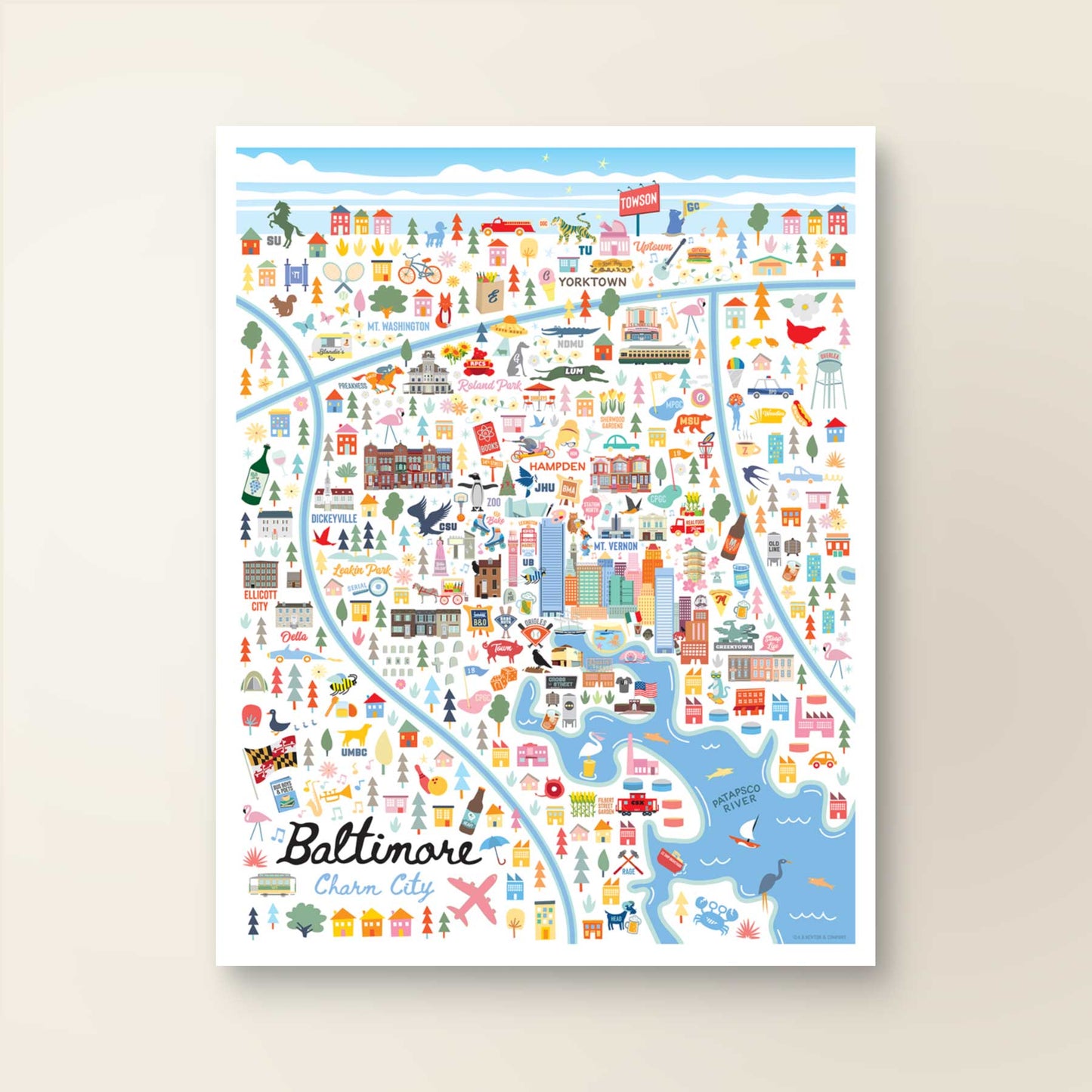 BALTIMORE, MD | City Series Map Art Print