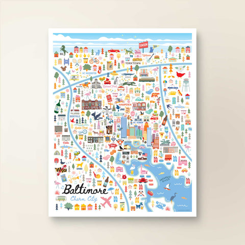 Baltimore Maryland Neighborhood Map Art Print 8x10 