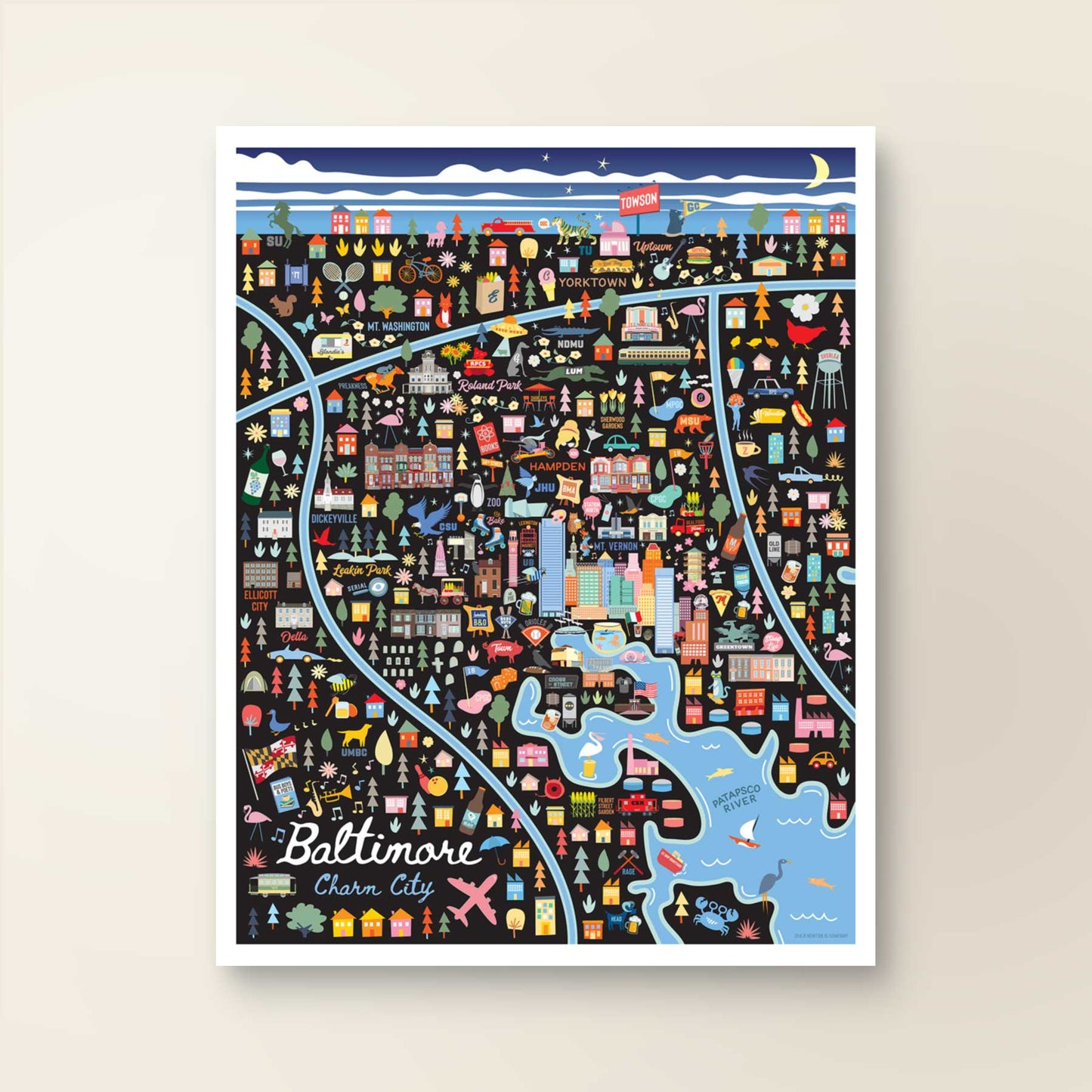 BALTIMORE, MD | City Series Map Art Print