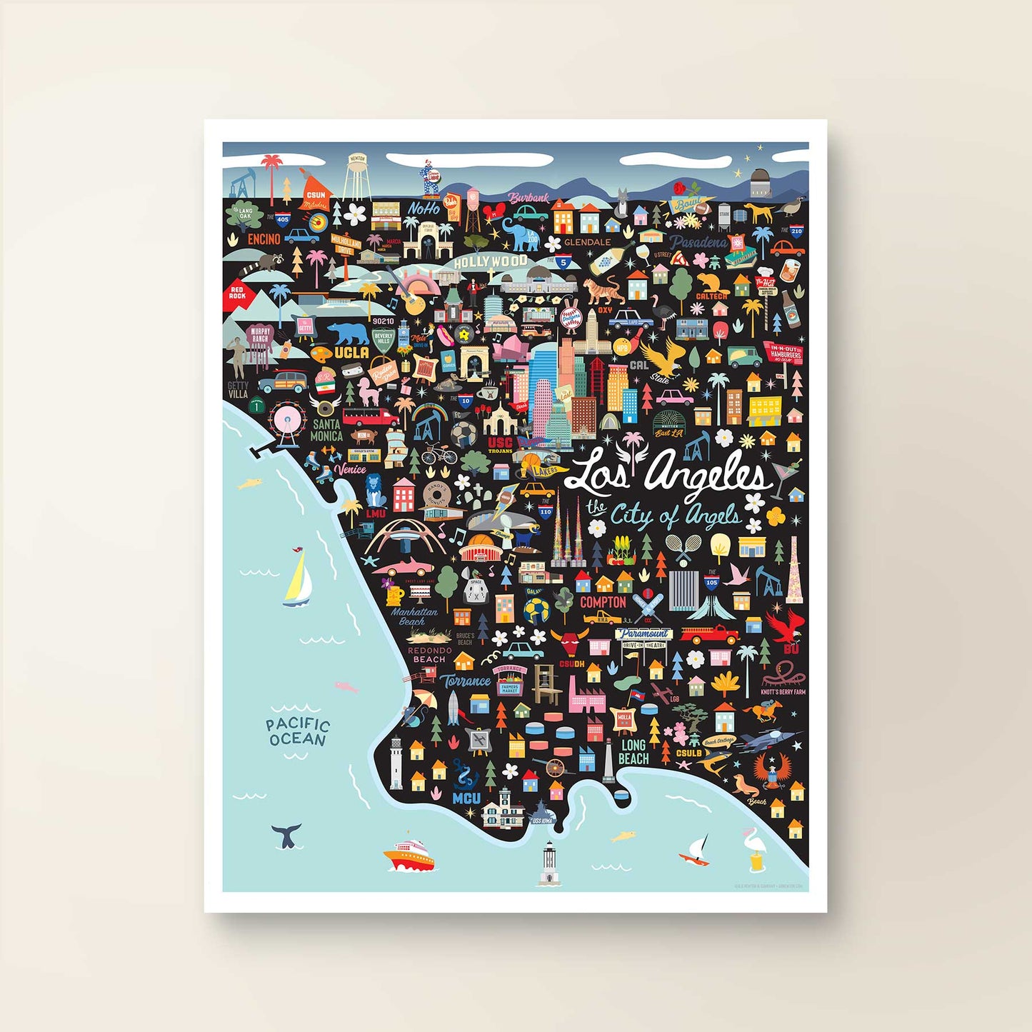 LOS ANGELES, CA | Vertical | City Series Map Art Print