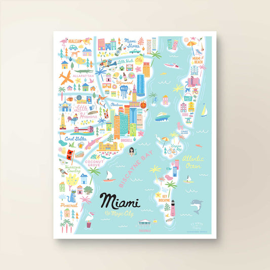 City of Miami Florida | Area Map Art Print - A. B. Newton and Company
