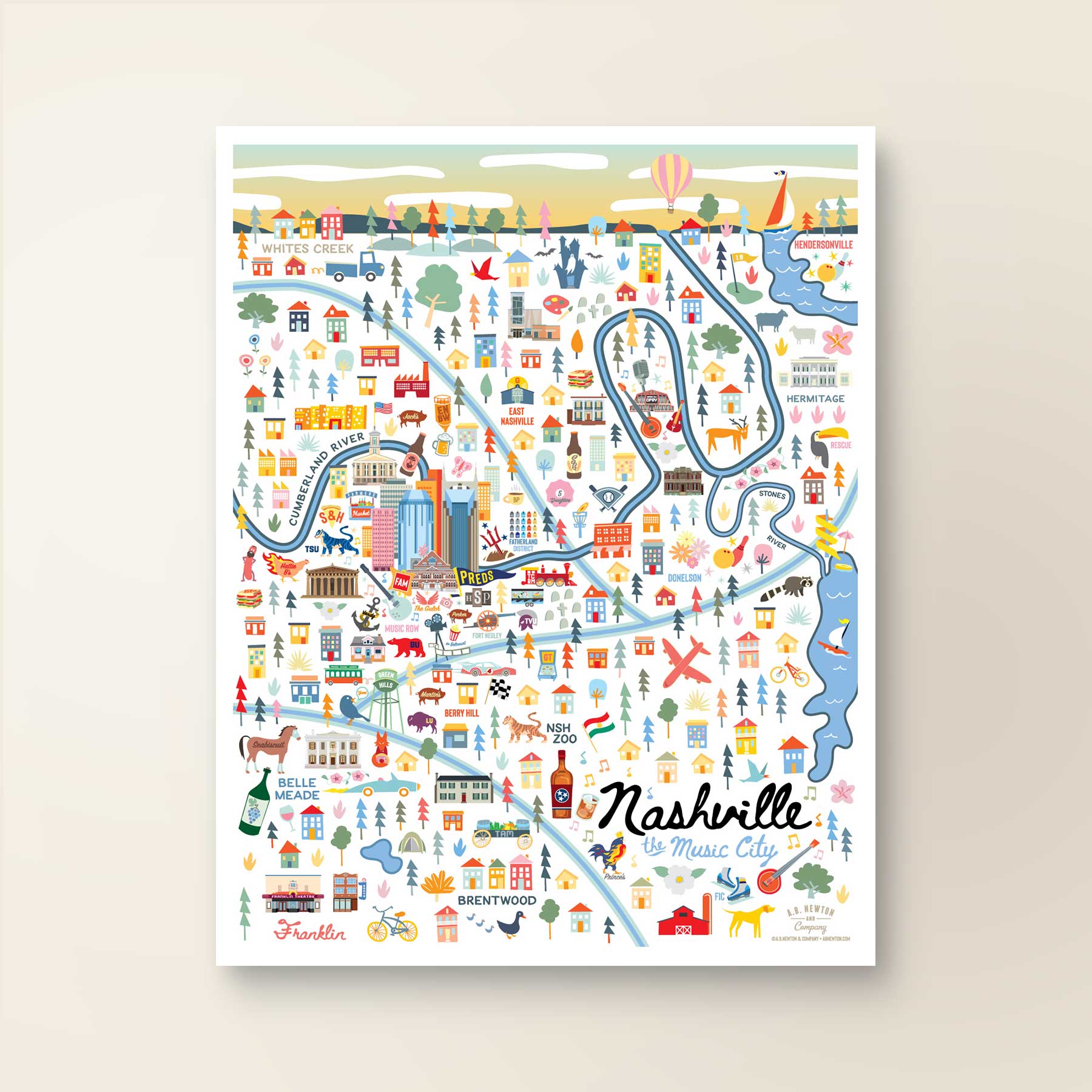 City of Nashville Tennessee | City Print Series - A. B. Newton and Company