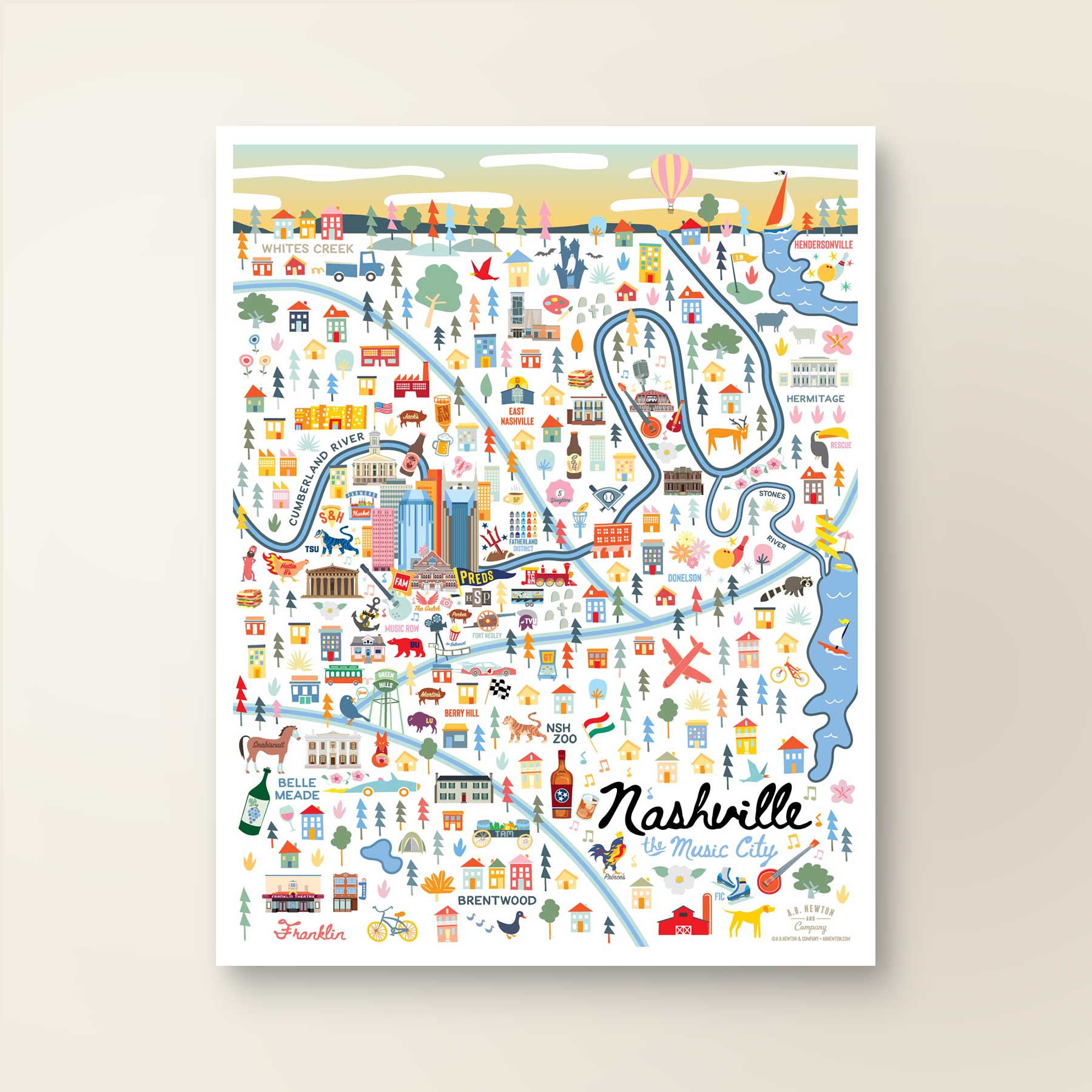 NASHVILLE, TN | City Series Map Art Print