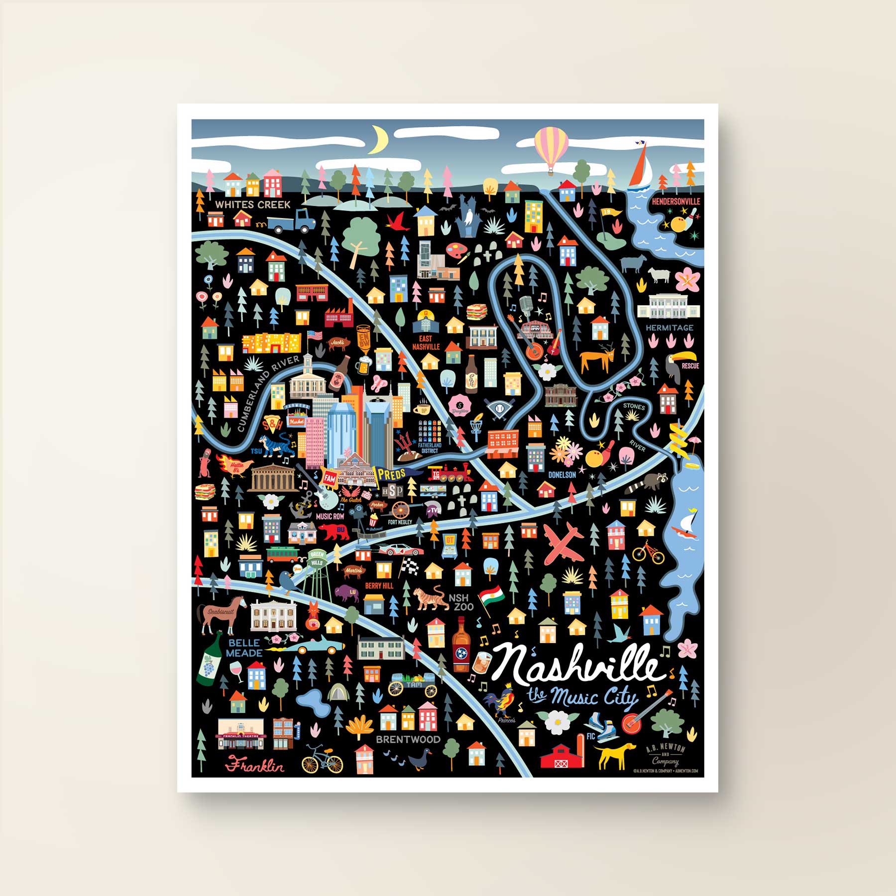 NASHVILLE, TN | City Series Map Art Print
