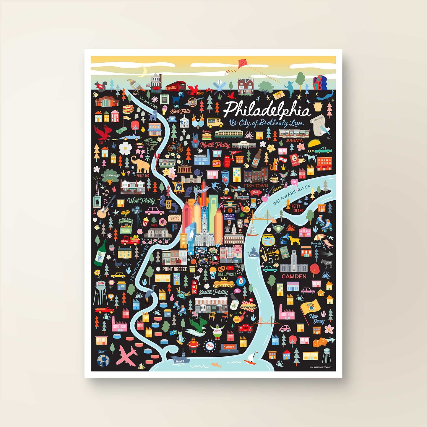 PHILADELPHIA, PA | City Series Map Art Print