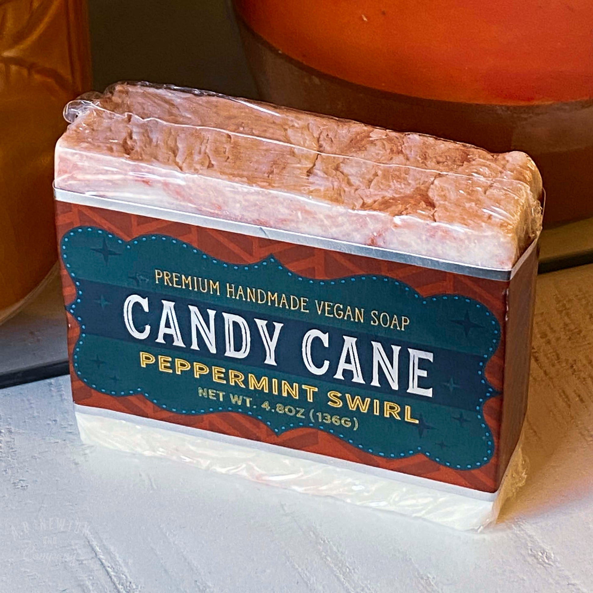 Candy Cane Holiday Scented Bar of Soap | Handmade Premium Vegan Soap - A. B. Newton and Company