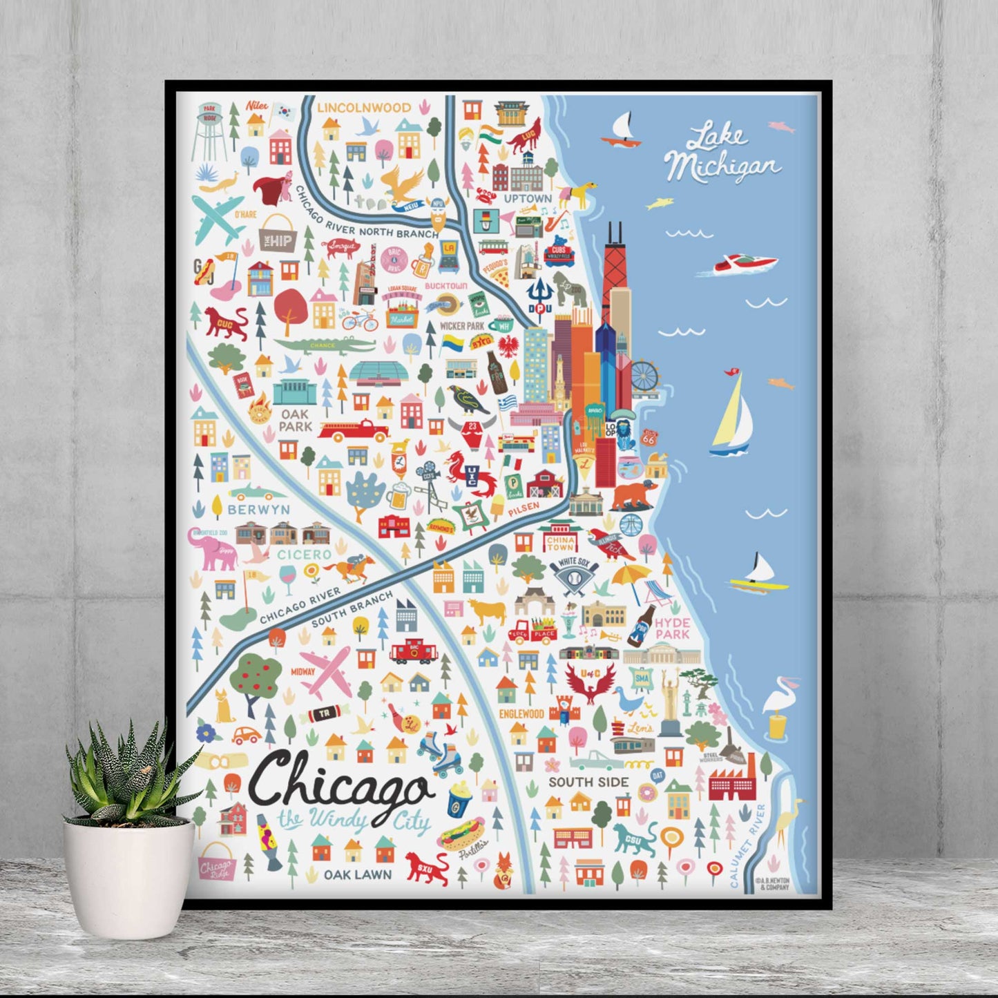 City of Chicago Illinois | Area Map Art Print - A. B. Newton and Company