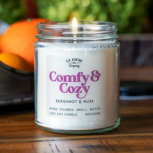 Comfy & Cozy 8oz Soy Candle Hand Poured Small Batch - A. B. Newton and Company