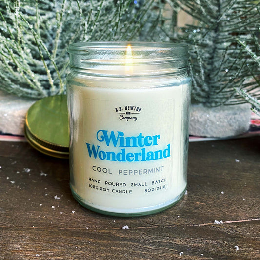 Winter Wonderland Cool Peppermint Scented 8oz Soy Candle - A. B. Newton and Company
