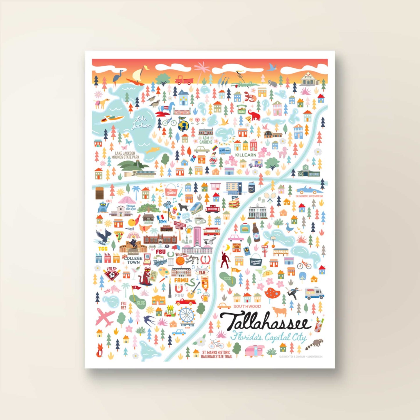 TALLAHASSEE, FL | City Series Map Art Print